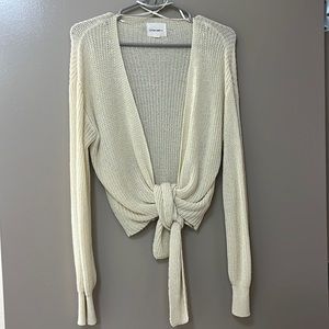 Cotton Candy LA - cream cropped sweater with bow tie in front - size M/L